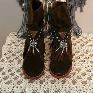 Cute Fringe Brown Southwestern Boho Boots